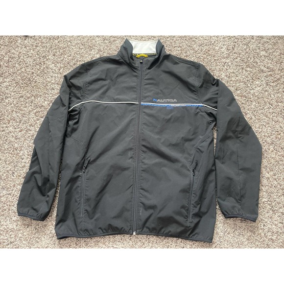 Vintage Nautica Competition Softshell Black Full Zip Windbreaker Jacket VTG - Picture 1 of 10